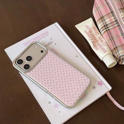 Korean INS Polka Dot Pattern Electroplated Silver Phone Case for iphone 17 Promax 17pro 14 15 16 Promax Shockproof Cover Funda