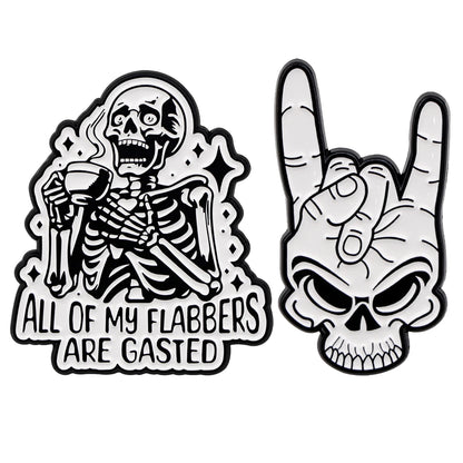 Broche squelette en émail, style punk, pin's à revers, badge pour sac à dos, accessoires de mode, bijoux gothiques, cadeaux d'Halloween