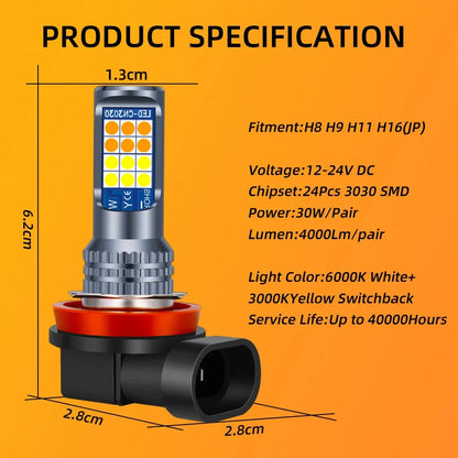 2Pcs Car LED Fog Lamp For Nissan X-Trail T30 T31 T32 2004-2015 2016 2017 2018 2019 2020 Front Driving Light