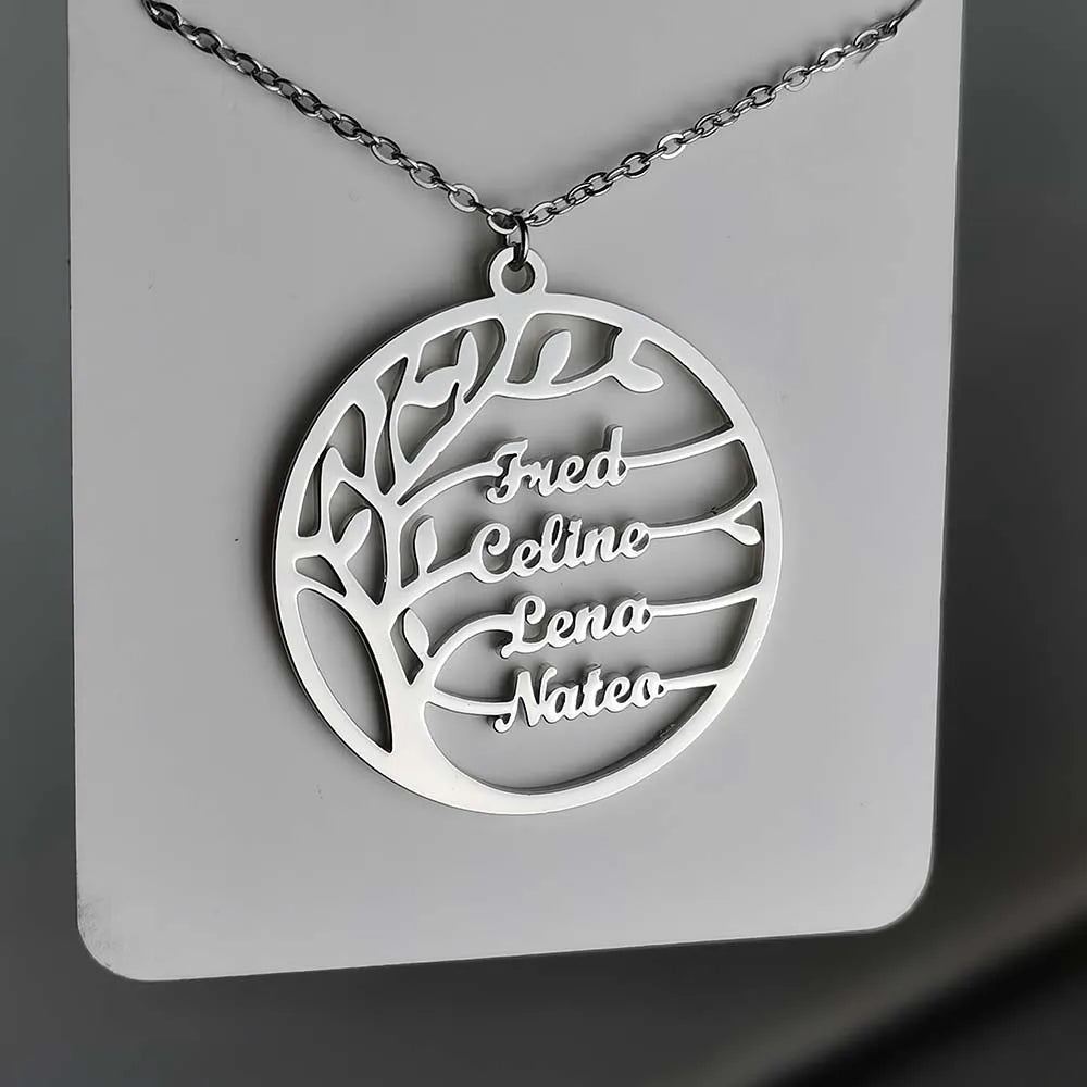 Family Necklace Name Necklace Stainless Steel Family Tree Family Tree Gold Tree of Life Necklace Mother's Day gift