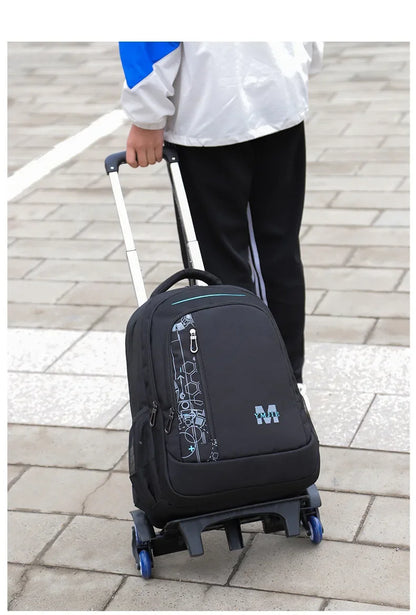 School Rolling backpack bag School Bags with wheels Student wheeled Backpacks for boys Children School Trolley Bag Waterproof