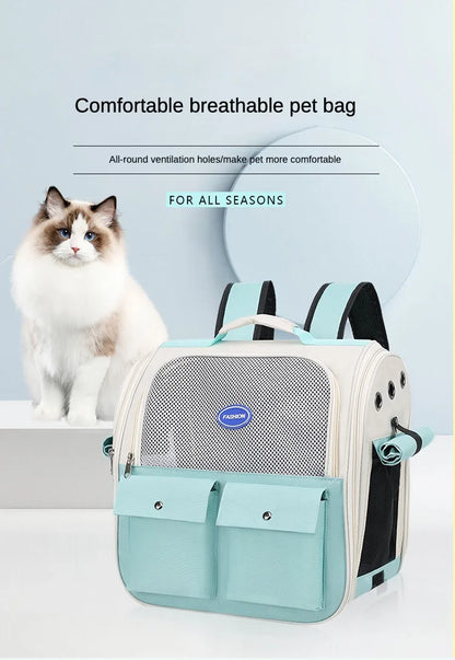 Pet Backpack Outdoor Large Cat Backpack Cat Transporter Breathable Foldable Carrying Bag Backpack Cat And Small Dog Supplies