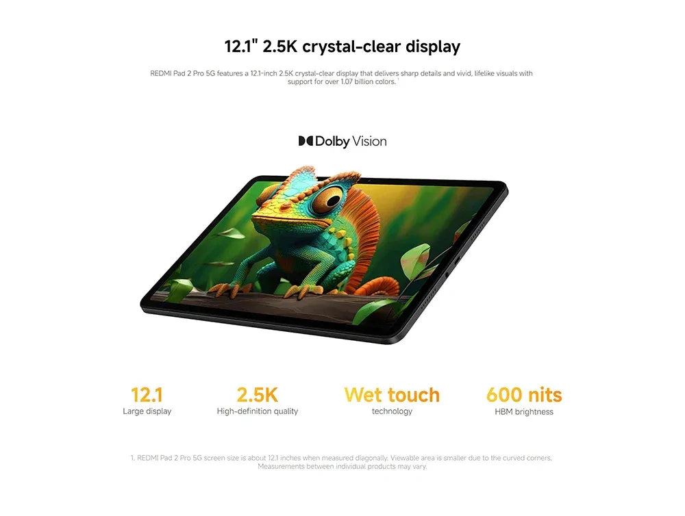 Global Version Xiaomi redmi pad 2 pro 5G 12.1 " 12000mAh Battery 8GB 256GB Flexible 5G connectivity 5G+eSIM Xiaomi HyperOS
