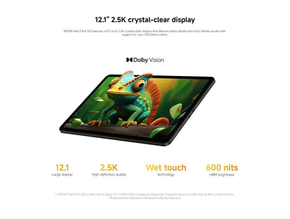 Global Version Xiaomi redmi pad 2 pro 5G 12.1 " 12000mAh Battery 8GB 256GB Flexible 5G connectivity 5G+eSIM Xiaomi HyperOS