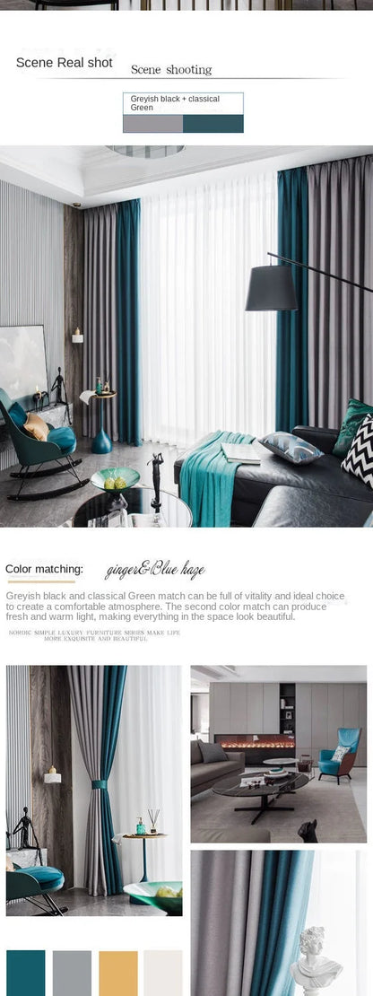 2025 New Spliced Two Color Bedroom Full Blackout Curtain Living Room Advanced Curtains Room Bay Window Light Luxury Drapes