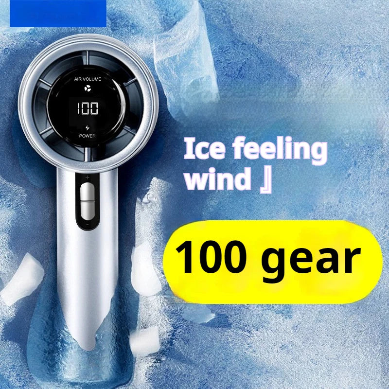 2025 Handheld Fan 5200mAh with LED Display Semiconductor Refrigeration 100 Speeds USB Rechargeable For Sport