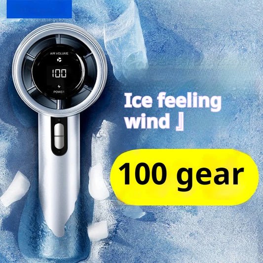 2025 Handheld Fan 5200mAh with LED Display Semiconductor Refrigeration 100 Speeds USB Rechargeable For Sport by PDG ibma
