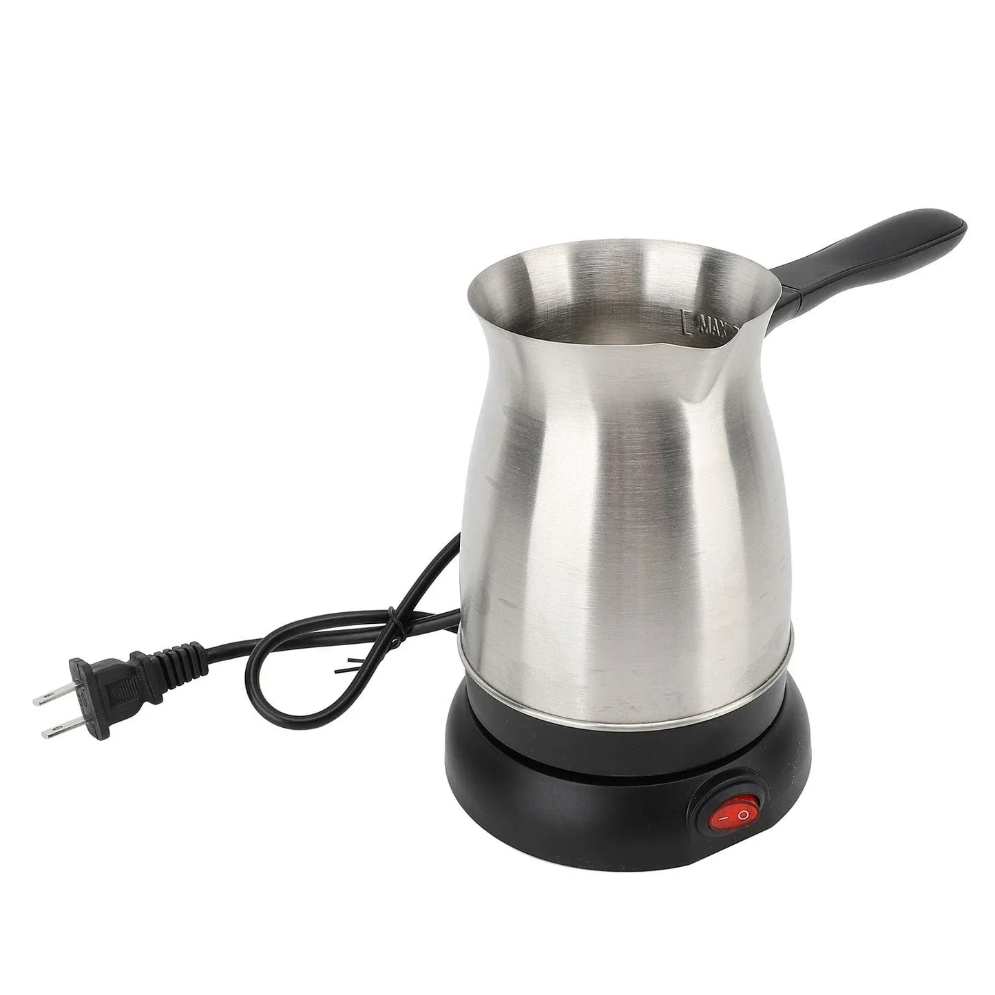 600ML Stainless Steel Electric Coffee Pot with Ergonomic Handle Turkish Coffee Maker Kettle for Home