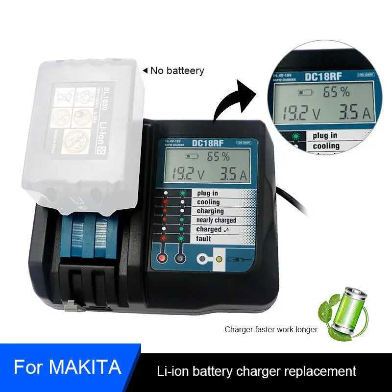 DC18RCT Li-ion 3A Battery Charger for Makita BL1830 Bl1430 Compatible with DC18RC DC18RA Power Tool Universal Charging Current