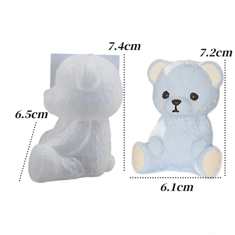 Smiling Teddy Bear Silicone Candle Mold 3D Animal Soap Resin Crafts Plaster Making Kit Handmade Ice Cube Mould Home Decor Gift
