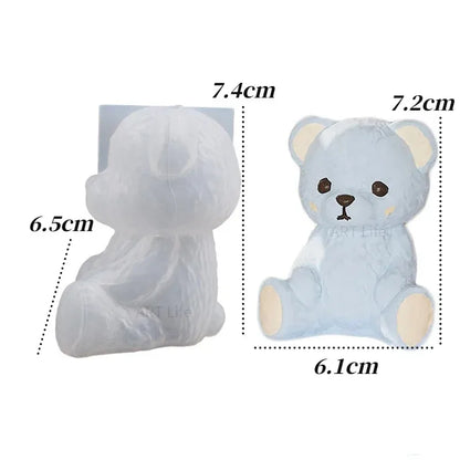 Smiling Teddy Bear Silicone Candle Mold 3D Animal Soap Resin Crafts Plaster Making Kit Handmade Ice Cube Mould Home Decor Gift