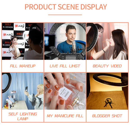 SH Ring Light 18inch Kit 36W 6500K Professional LED Control Stand Phone Holder Tube  Bag for Tattoo Lash Extension Barber Light
