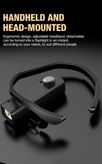 2025 Ear Clip Headlamp– Bright LED Headlight, Rechargeable Waterproof Head Flashlight for Fishing Hiking Running Cycling Outdoor