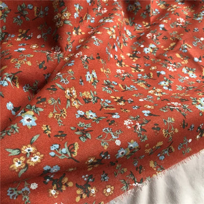 145cm Wide Printed Cotton and Linen Fabric Small Floral Patterns Retro Shirt Dress DIY Clothing Sewing Fabric 90% Cotton Content
