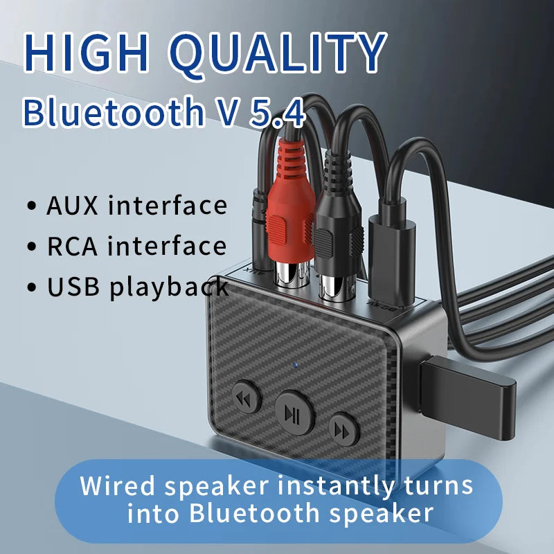 Bluetooth 5.4 Audio Receiver 3.5mm AUX RCA USB U-Disk Stereo Music Wireless Audio Adapter For PC TV Car Kit Speaker Amplifier
