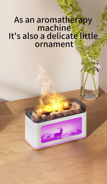Mini Fireplace Aroma Diffuser & Air Humidifier: 7-Color Light Effects, for Christmas New Year| Essential Oil Diffuser