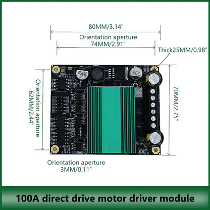 DC 12V~48V 100A High Power H-bridge DC Motor Controller Drive Module High Frequency H-bridge Dual Channel Motor Module Driver