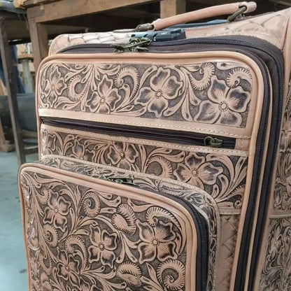 High Quality Durable Luxury 100% Genuine Leather Simple Front Open Classic Fashionable Spinner 4-Wheel Luggage Suitcase