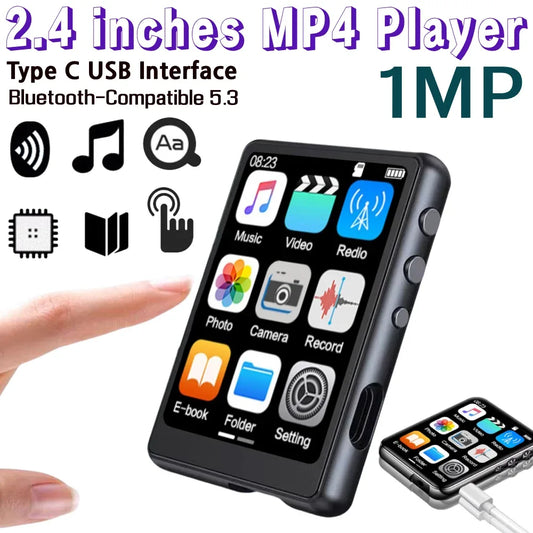 S6 MP4 Player 2.4 inches 1MP Type C USB Interface Bluetooth-Compatible 5.3 E Book/Recorder Support Full Touch Audio Player