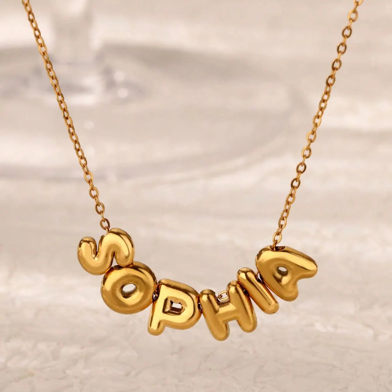 Custom Bubble Initial Letter Name Necklace For Women Men Personalized Letter Necklace  Stainless Steel Jewelry Mother's Day Gift