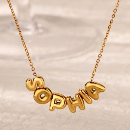 Custom Bubble Initial Letter Name Necklace For Women Men Personalized Letter Necklace  Stainless Steel Jewelry Mother's Day Gift