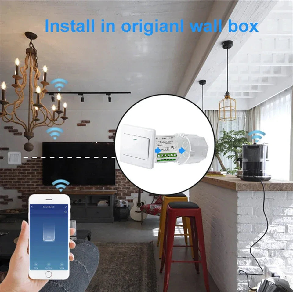 16A Mini Tuya Smart WiFi Switch RF433MHz Home Automation Breaker Voice Control With Alexa Google Home 100-240V 20A 2 Way Control