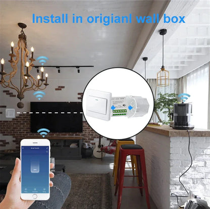 16A Mini Tuya Smart WiFi Switch RF433MHz Home Automation Breaker Voice Control With Alexa Google Home 100-240V 20A 2 Way Control