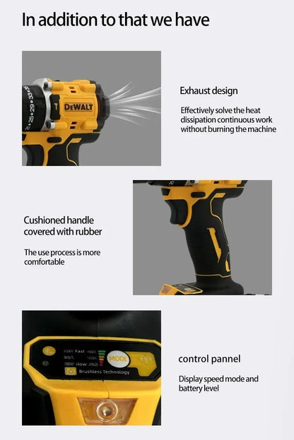 DeWalt DCD805 20V Screwdriver Clave Without Brushes, Compact Drill Tools Driver Battery Impact Wrench, Power Tool Cordless drill