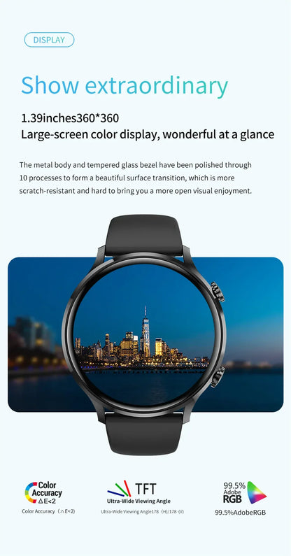 2025 New Smartwatch Women 1.39 inch AMOLED HD Screen Always On Display Custom dial Call IP68 Sport Smart Watch For women men