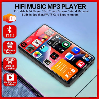 4 Inch Full Touch Screen MP3 Player Bluetooth 5.2 Walkman MP4 16GB Built-in Speaker Music Player with FM Radio Recorder E-Book