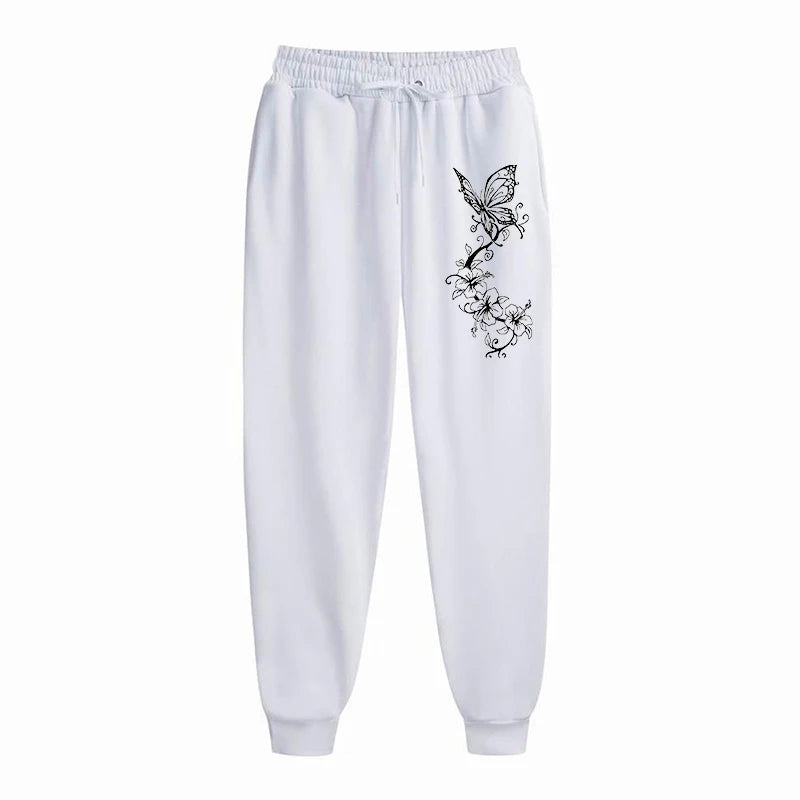 Fashion Floral & Butterfly Print Sports Pants Women's High Quality Pants Jogging Pants Women's Leisure Fitness Jogging Pants