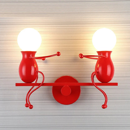 Humanoid Creative Wall Light Modern Simple Little Man Bedside Lamp Sconce Indoor Decor Hanging Lighting for Children Bedroom LED