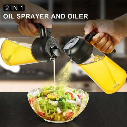 Oil Sprayer Kitchen Spray Oil Polisher 2in1 500ml Plastic Oil Sprayer Bottle Spray Dispenser Cruet BBQ Kitchen Baking Roasting