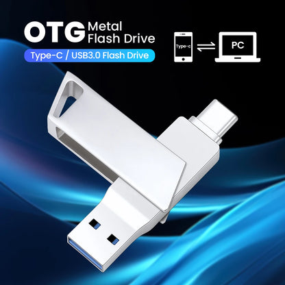 New Metal Type-C Rotatable USB 3.0 Flash Drive 32GB Computer And Phone Dual-Use Rotating Design Durable Data Storag Pen Drives ﻿