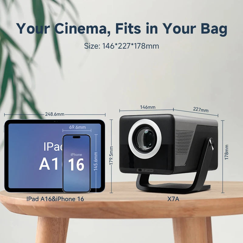 HUAWEISHI Full HD 1080P Projector 4K 1200 ANSI Android WiFi 6 Auto Focus Home Theater Projectors for Movie Meeting Video