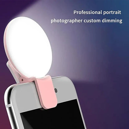 Portable Mini LED Selfie Ring Light for Mobile Phones Durable Three Step Dimming Photography Clip-On Fill Light for Perfect Self