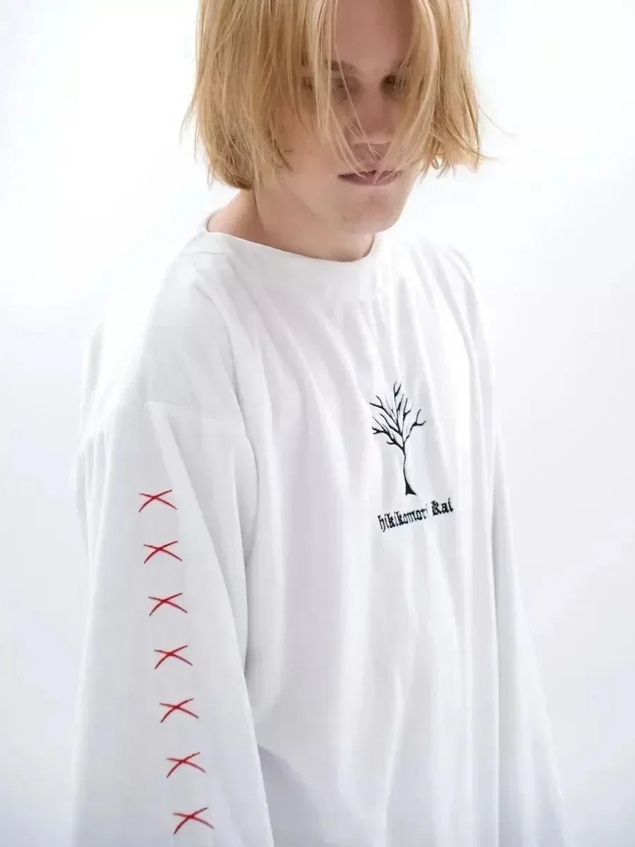 Spring Autumn Pure Cotton Long Sleeve T-Shirt Street Style Casual Loose Fashionable Cool Top for Women Crew Neck Tee