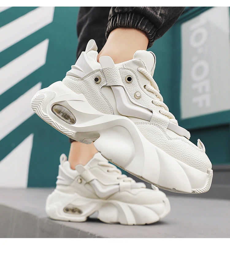 Spring Retro Brown Sneakers Men's Shoes 2025 Chunky Casual Sneakers for Men Comfortable Leather Mens Shoes Trainers basket homme