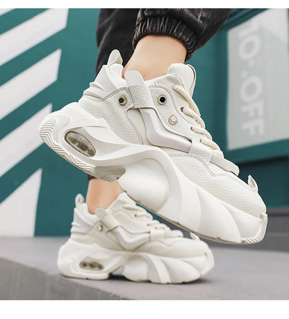 Spring Retro Brown Sneakers Men's Shoes 2025 Chunky Casual Sneakers for Men Comfortable Leather Mens Shoes Trainers basket homme