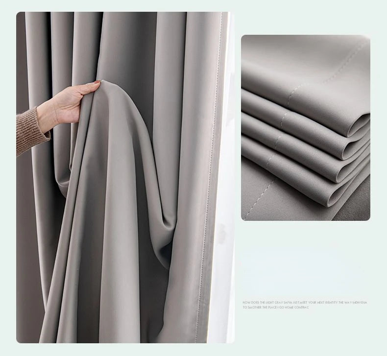 Light Luxury High Grade Bedroom High Blackout Curtain Ins Style Living Room Curtains Green Natural Solid Color Thickened Drapes