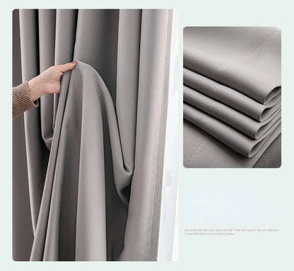 Light Luxury High Grade Bedroom High Blackout Curtain Ins Style Living Room Curtains Green Natural Solid Color Thickened Drapes