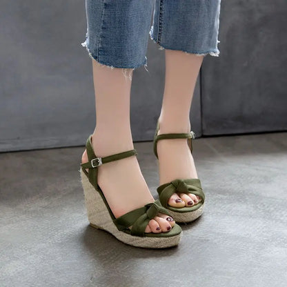 REAVE CAT Brand Women Sandals Open Toe Flock Suede Wedges 11cm Platform Buckle Strap Big Size 44 45 46 Soft Leisure Daily Shoes