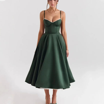 2026 Spring/summer High End Satin Strapless Heavy Industry French Waist Strap Sexy Hot Girl Medium Long Dress Women Elegant