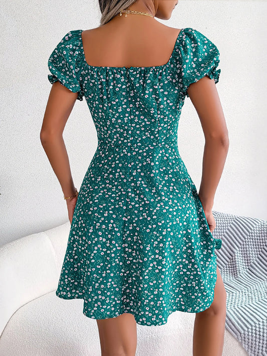 Women Casual Square Neck Flare Short Sleeve Floral Dress Elegant A Line Dress for Spring Summer 2026 Fashion Woman Clothing by PDG ibma