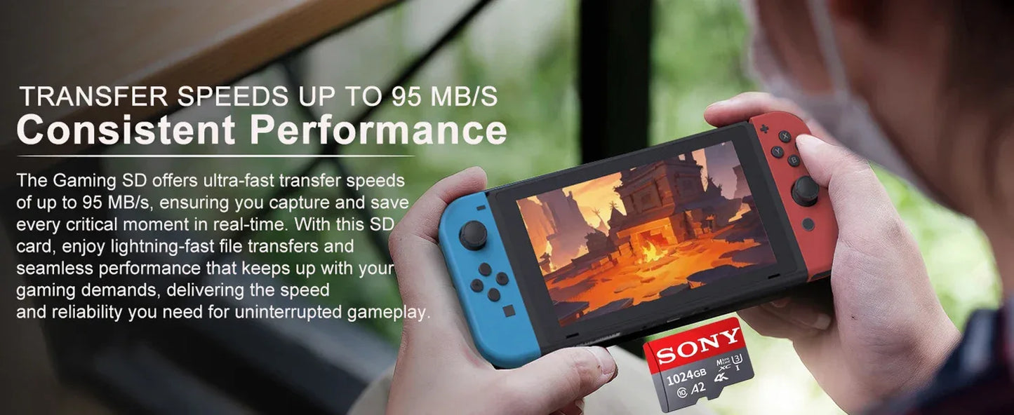 SONY SD Memory Card Extreme Micro Mini SD Card 1TB 512GB128GB 256GB 32GB 64GB U3 A2 TF Flash Cards for Xiaomi Phone Camera PC
