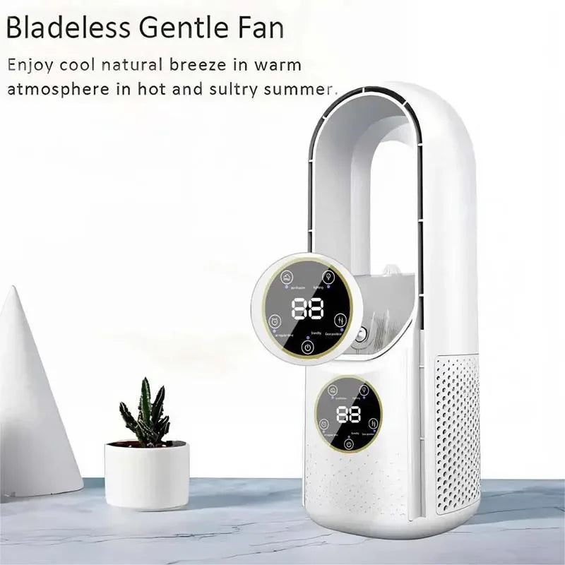 Bladeless Fan Air Cooler Portable Led Display Desktop Fanless Bladeless Cooler Cooling Six Gear Adjustable Fan Office Bedroom