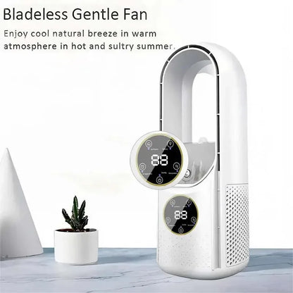Bladeless Fan Air Cooler Portable Led Display Desktop Fanless Bladeless Cooler Cooling Six Gear Adjustable Fan Office Bedroom