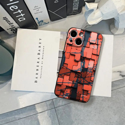 Men's cool creative cube Building Block IMD Phone Case FOR IPhone 16promax 14 11 12 Pro 8 7 15 Plus 13 Pro MAX XR XS Black Cover
