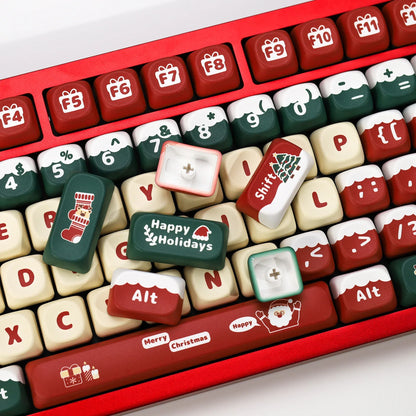 KBDiy Christmas Carnival Keycap Gift KOA Profile Sublimation PBT ISO Keycaps For 60 Wooting Magnetic Mechanical Keyboard Gaming