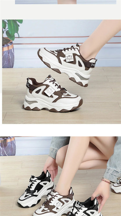 Spring Height Increasing Round toe Versatile Women Platform Causal Shoes Fashion Breathable Sport Designer Sneaker